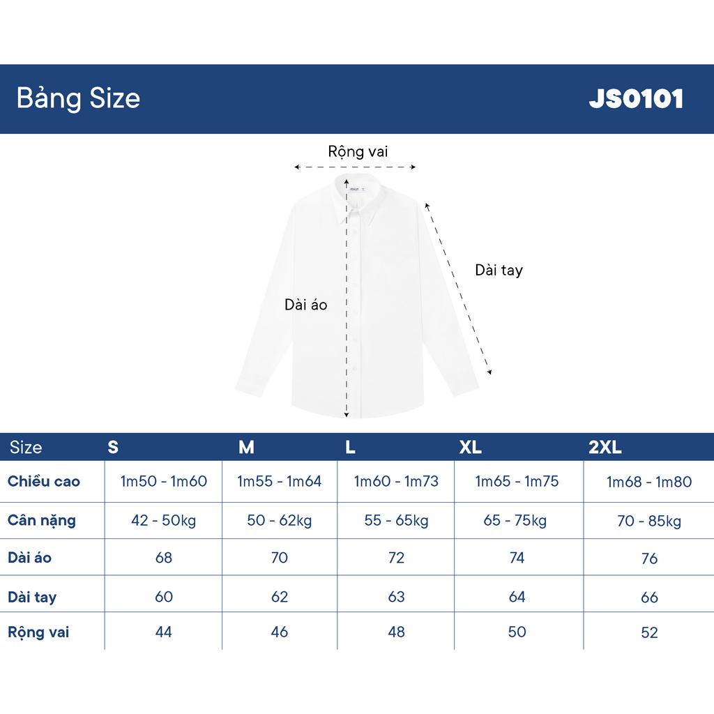 bảng size áo sơ mi nam form rộng